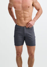 HEATHER BLUE 5" INSEAM STRETCH KNIT JEANS SHORTS ST-1932