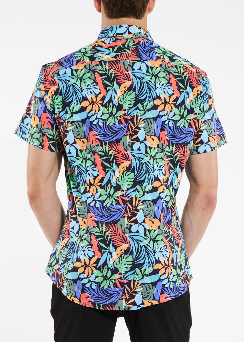 BLUE/SPRUCE TROPICS COTTON KNIT SHORT SLEEVE SHIRT ST-9232-Final Sale
