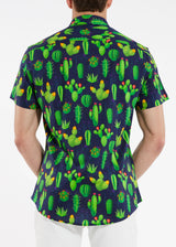 NAVY GREEN CACTUS COTTON KNIT SHORT SLEEVE SHIRT ST-9237-Final Sale