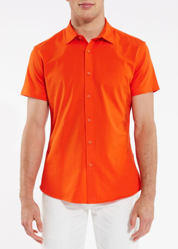 PERSIMMON SOLID KNIT STRETCH SHORT SLEEVE SHIRT ST--960
