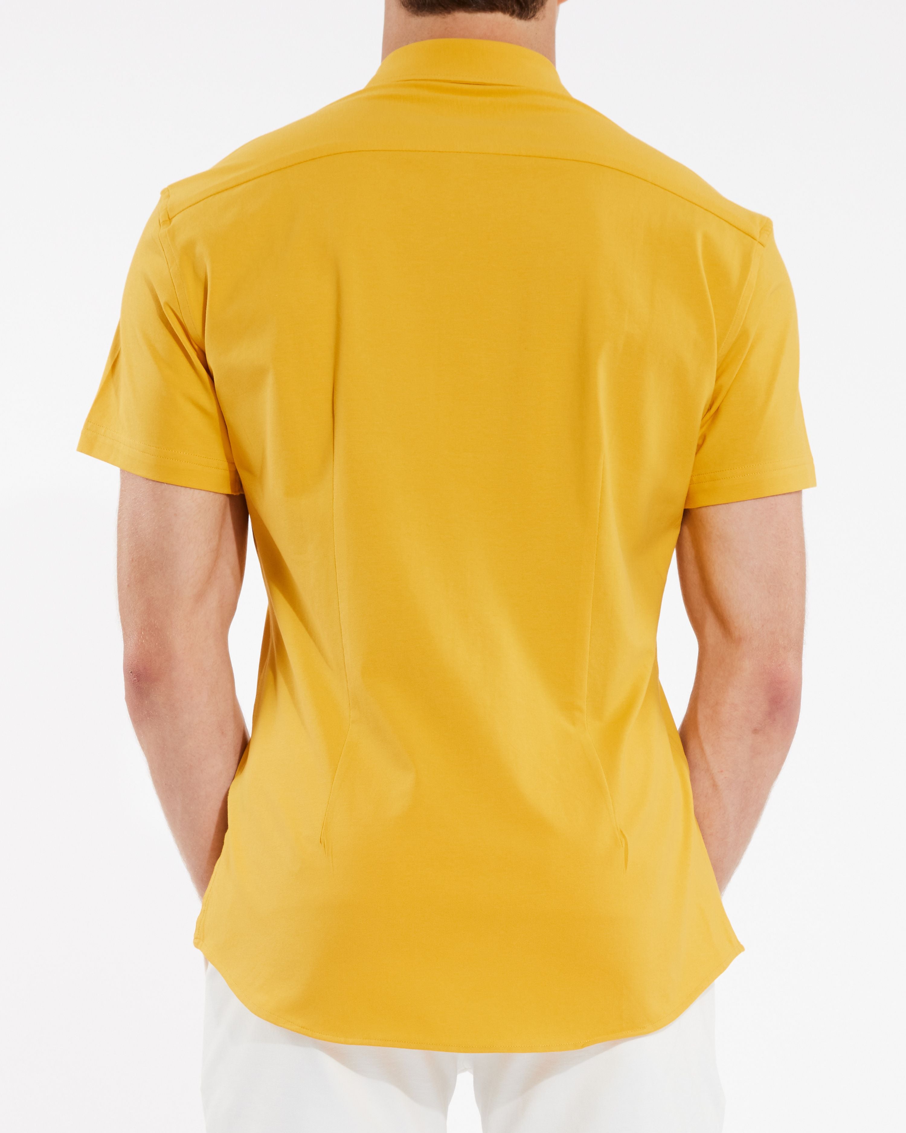 SUNSET GOLD SOLID KNIT STRETCH SHORT SLEEVE SHIRT ST-960