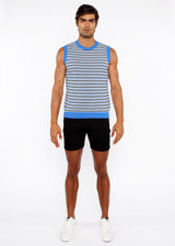 AZURE/MIDNIGHT STRIPE OPEN KNIT VEST ST-24302