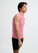 CREPE PINK POINTELLE OPEN KNIT VEST ST-24310
