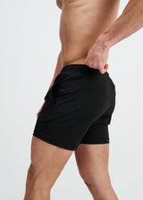 BLACK TEXTURED MESH STRETCH PERFORMANCE SHORTS ST-1466-101