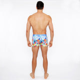 COBALT/MULTI FLORAL ABSTRACT PRINTED SWIM SHORT W/MESH BRIEF LINING ST-8024-04
