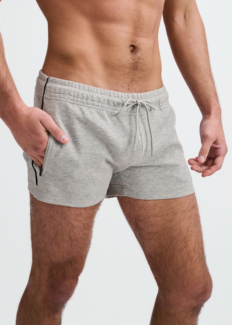 GREY 3.5" INSEAM STRETCH SHORTS W/ SIDE PIPING STA-10514