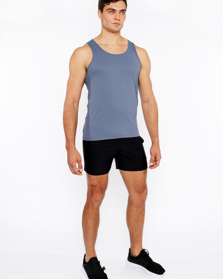 SLATE GREY TEXTURED STRETCH MESH PERFORMANCE TANK TOP ST-288