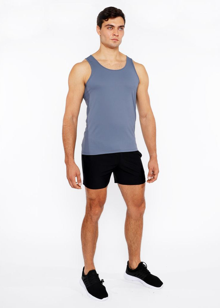 SLATE GREY TEXTURED STRETCH MESH PERFORMANCE TANK TOP ST-288