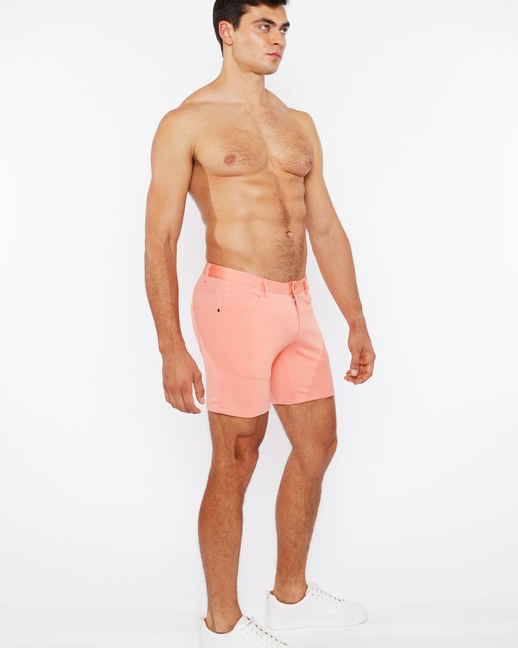 PEACH AMBER 5" INSEAM SOLID STRETCH KNIT JEANS SHORTS ST-1932