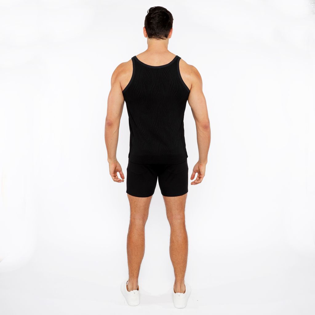 BLACK VEINS STRETCH TEXTURED KNIT TANK TOP ST-11128