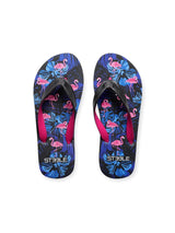 BLACK/FUCHSIA FLAMINGOS PRINTED FLIP FLOP