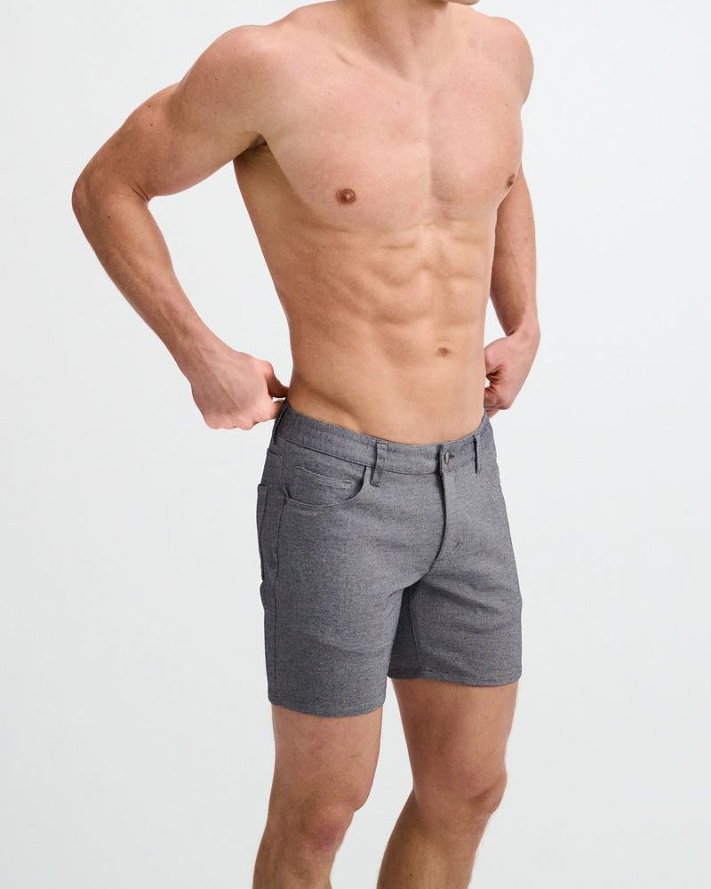BLUE GREY 5" INSEAM STRETCH KNIT JEANS SHORTS ST-1932