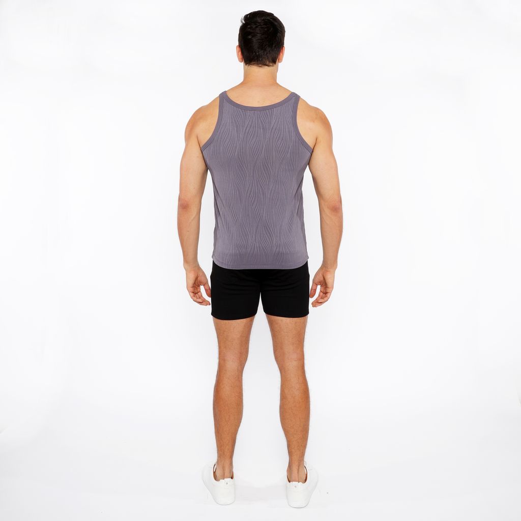 CHARCOAL VEINS STRETCH TEXTURED KNIT TANK TOP ST-11128