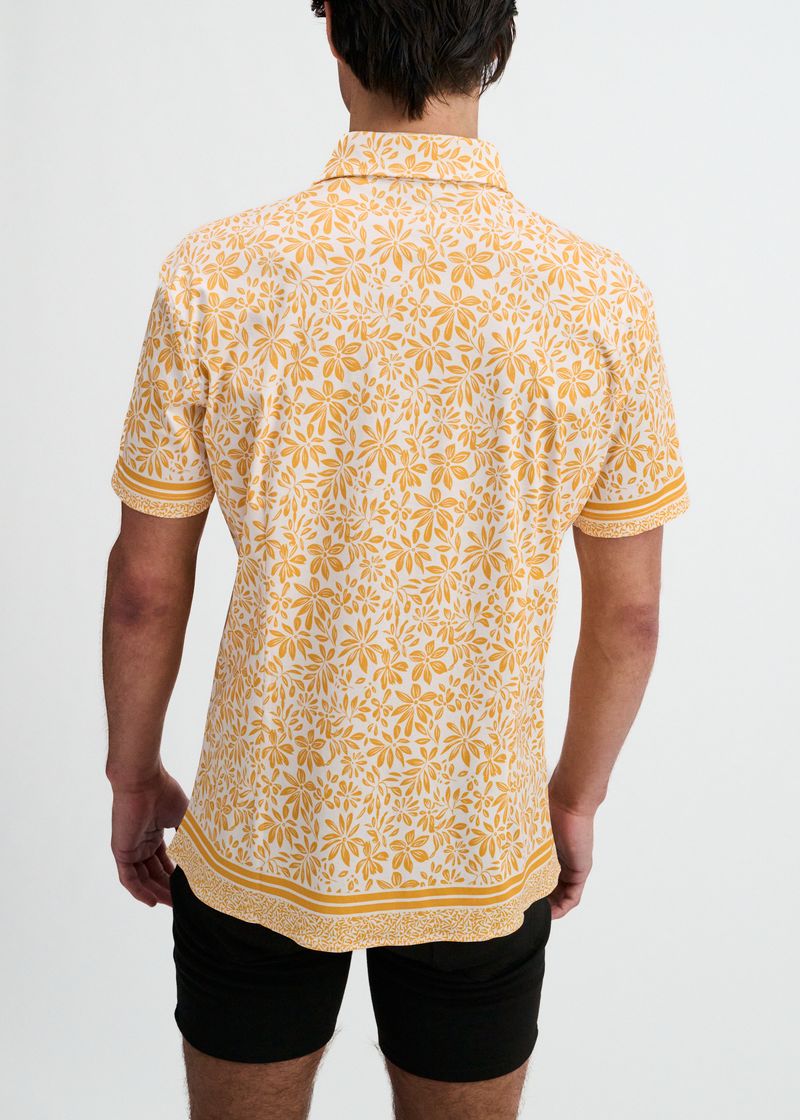 BUMBLEBEE/WHITE DUO-PATTERN EDGE PRINT COTTON KNIT JERSEY SHORT SLEEVE SHIRT ST-9372