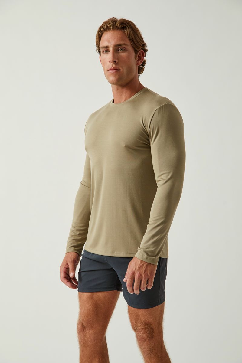 LAUREL SOLID STRETCH MODAL CREW NECK LONG SLEEVE TEE ST-9012