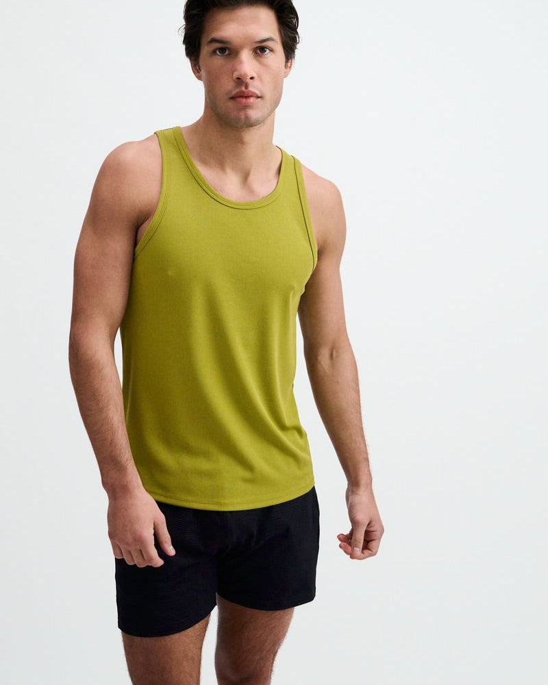 APPLE GREEN RIB STRETCH MODAL TANK STA-16004-04