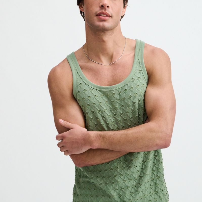CACTUS STRETCH RIPPED KNIT TANK ST-11141