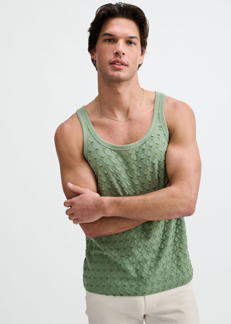 CACTUS STRETCH RIPPED KNIT TANK ST-11141