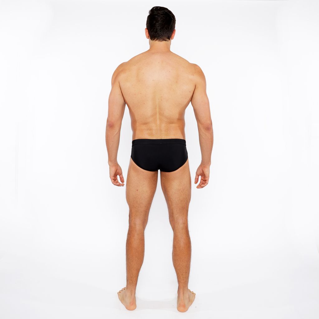 BLACK PINSTRIPE SWIM BRIEF ST-8015-29