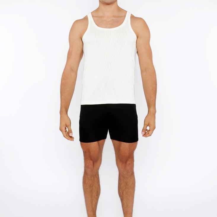 ECRU VEINS STRETCH TEXTURED KNIT TANK TOP ST-11128