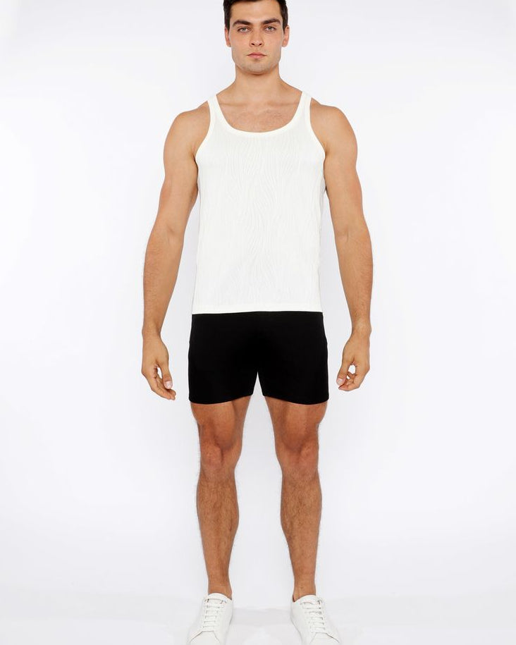 ECRU VEINS STRETCH TEXTURED KNIT TANK TOP ST-11128