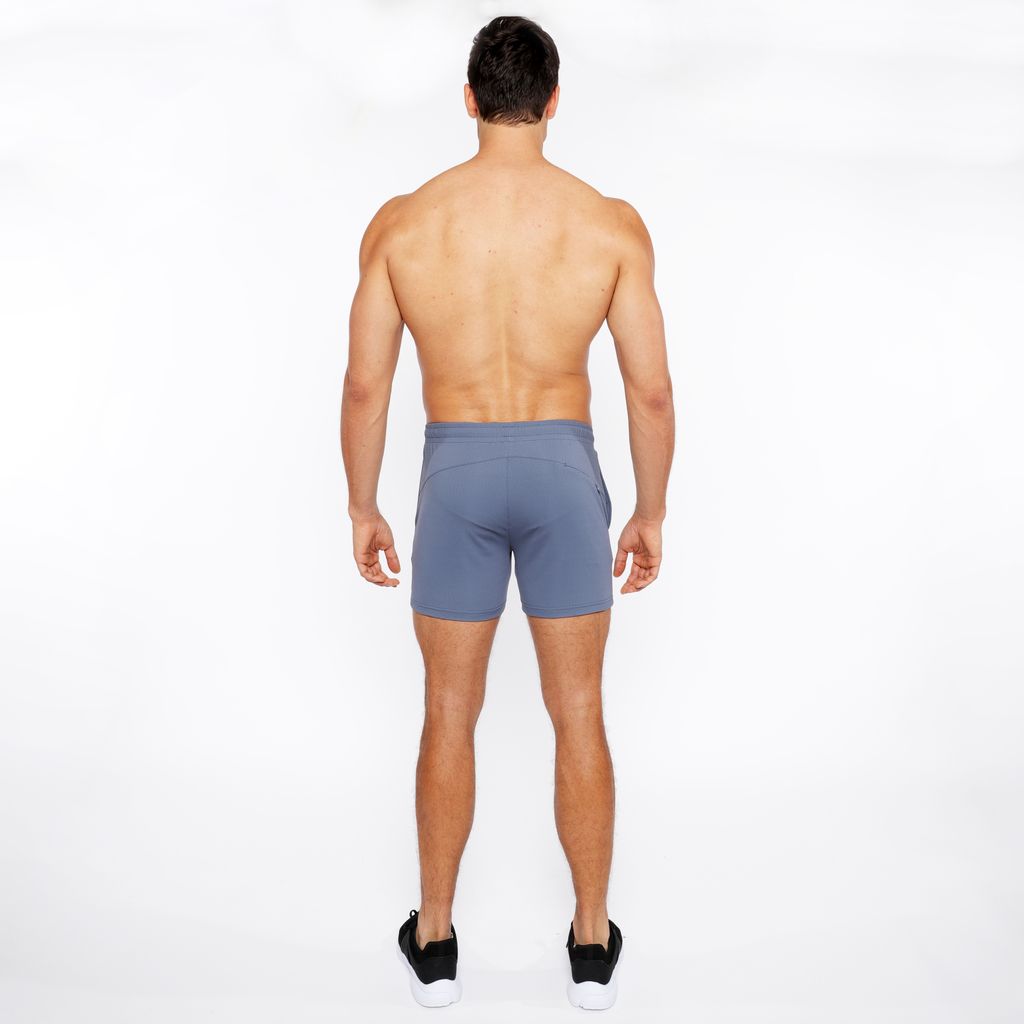 SLATE GREY TEXTURED MESH STRETCH PERFORMANCE SHORTS ST-1466-96