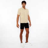 AMBER/ECRU STRIPE STRETCH OPEN KNIT SHORT SLEEVE SHIRT ST-24062