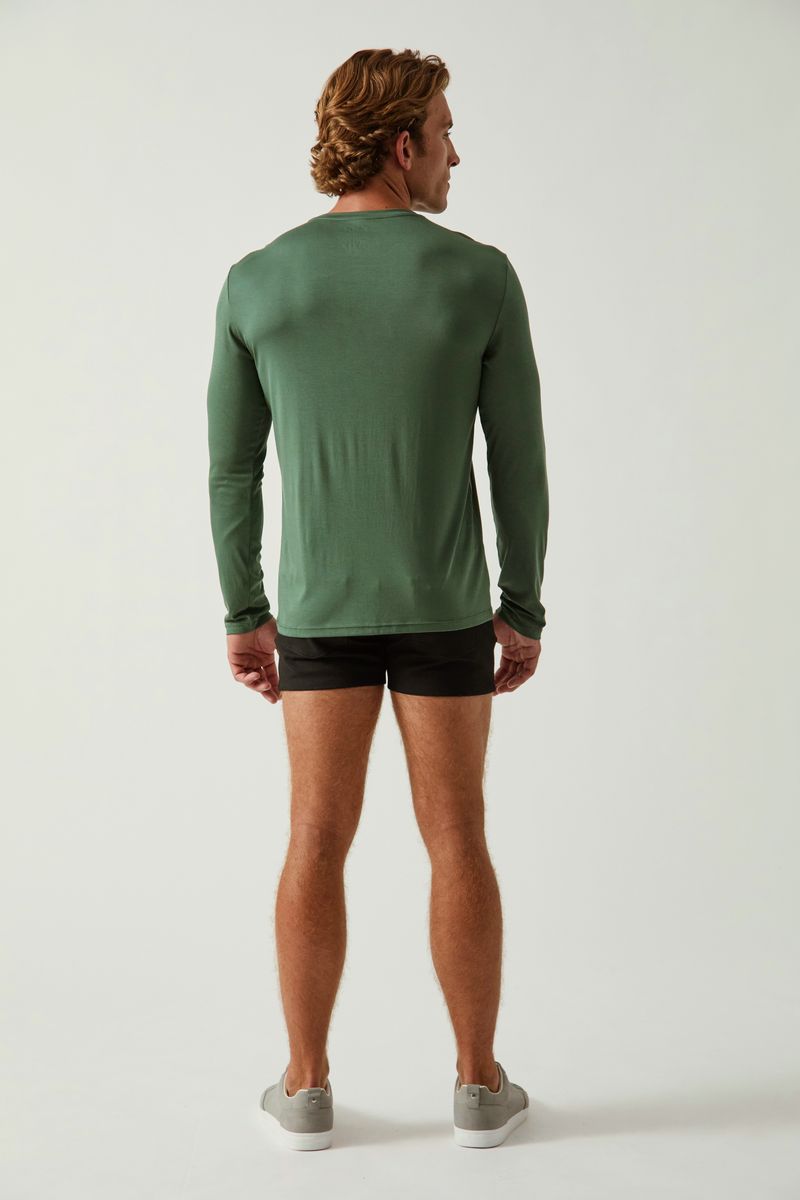DEEP IVY SOLID STRETCH MODAL CREW NECK LONG SLEEVE TEE ST-9012