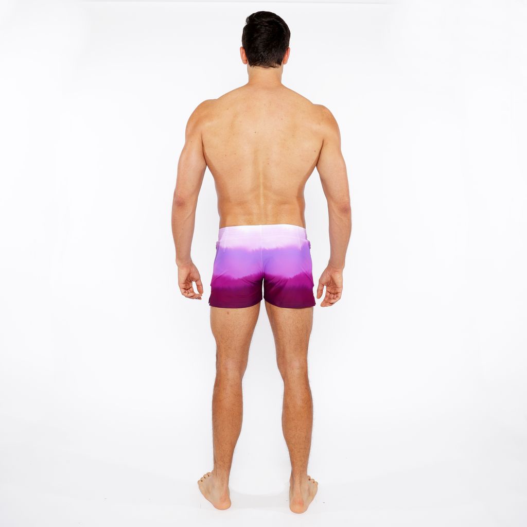 FUCHSIA GRADIENT PRINTED SWIM SHORT W/MESH BRIEF LINING ST-8024-05