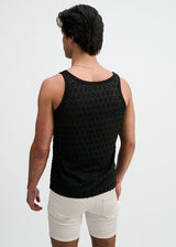 BLACK STRETCH RIPPED KNIT TANK ST-11141