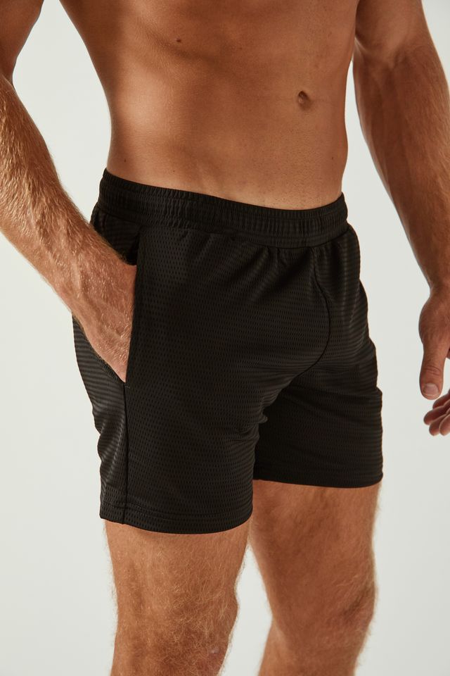 BLACK TEXTURED STRETCH PERFORMANCE SHORTS ST-1466-54