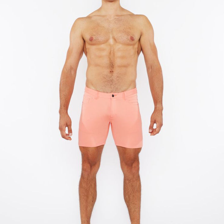 PEACH AMBER 5" INSEAM SOLID STRETCH KNIT JEANS SHORTS ST-1932