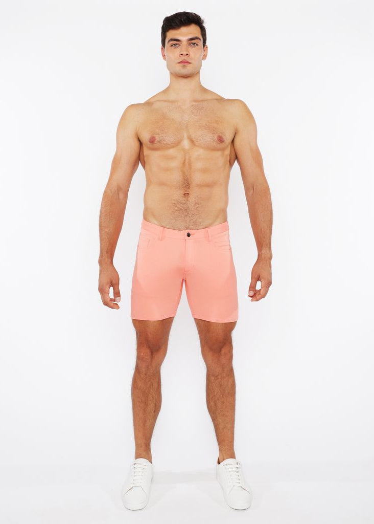 PEACH AMBER 5" INSEAM SOLID STRETCH KNIT JEANS SHORTS ST-1932