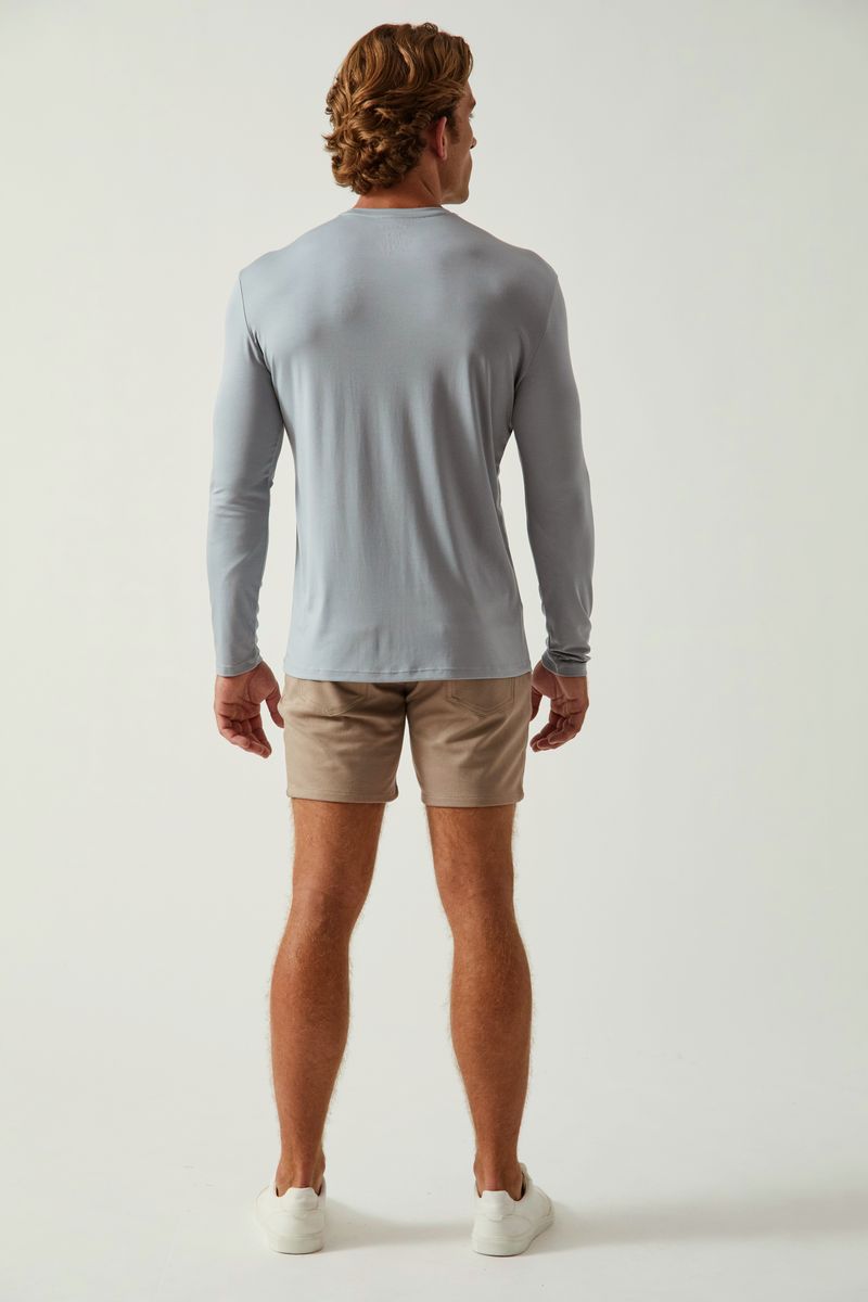 MINERAL BLUE SOLID STRETCH MODAL CREW NECK LONG SLEEVE TEE ST-9012