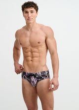 PURPLE/ALOE WAVES PRINTED SWIM BRIEF ST-8015-34