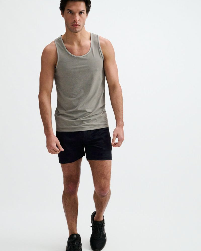 GREY/BLACK TEXTURED STRETCH MESH PERFORMANCE TANK ST-294
