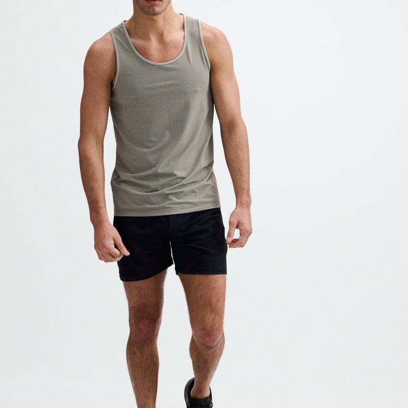 GREY/BLACK TEXTURED STRETCH MESH PERFORMANCE TANK ST-294