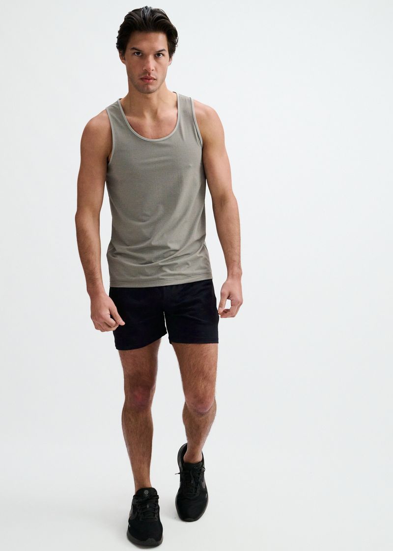 GREY/BLACK TEXTURED STRETCH MESH PERFORMANCE TANK ST-294