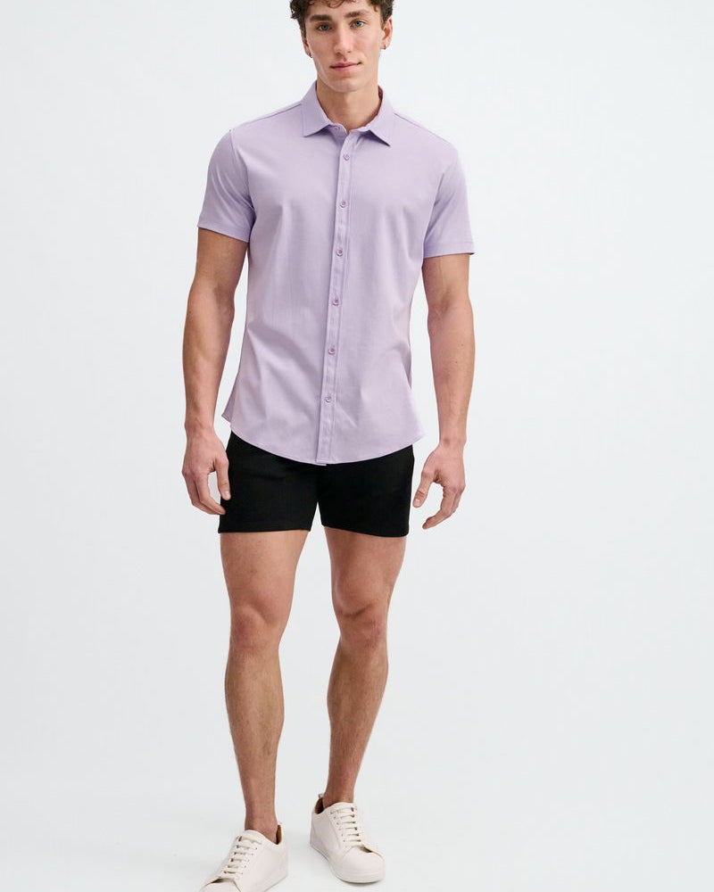 LILAC SOLID STRETCH JERSEY KNIT SHORT SLEEVE SHIR ST-963-06