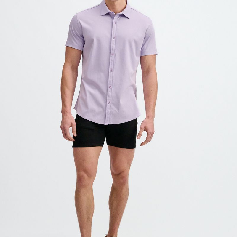 LILAC SOLID STRETCH JERSEY KNIT SHORT SLEEVE SHIR ST-963-06