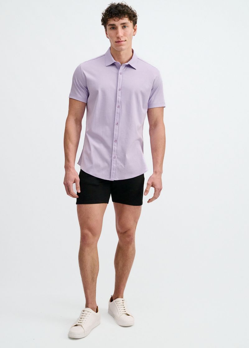 LILAC SOLID STRETCH JERSEY KNIT SHORT SLEEVE SHIR ST-963-06