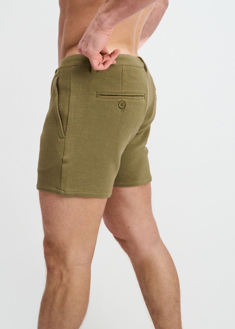 JUNGLE GREEN 5" INSEAM TEXTURED STRETCH KNIT CHINO SHORTS W/ ZIP POCKETS ST-1986-10