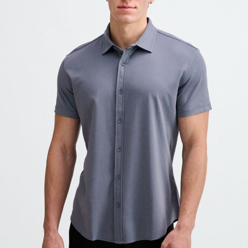 GRAVEL SOLID STRETCH JERSEY KNIT SHORT SLEEVE SHIRT ST-963-05