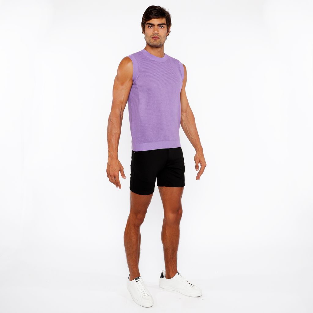 LILAC TEXTURED OPEN KNIT VEST ST-24300