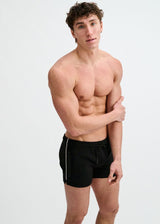 BLACK 3.5" INSEAM STRETCH SHORTS W/ SIDE PIPING STA-10514