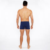 NAVY PINSTRIPE SWIM SHORT W/MESH BRIEF LINING ST-8024-07