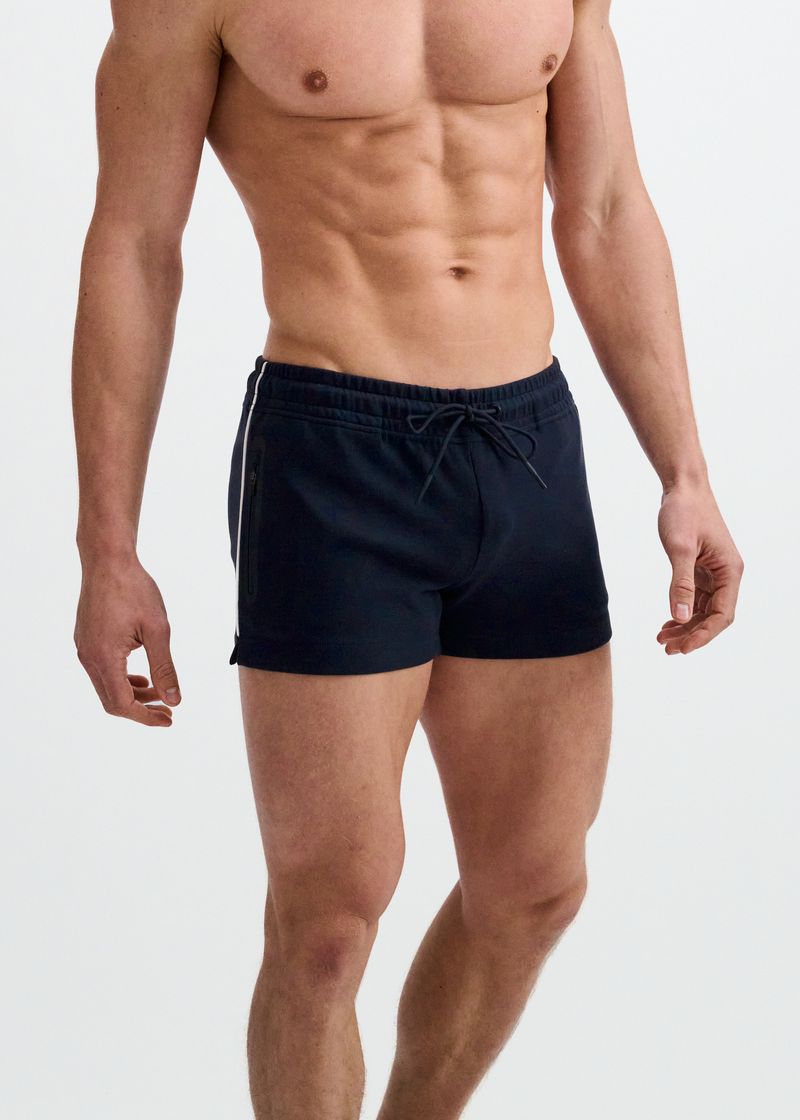 NAVY 3.5" INSEAM STRETCH SHORTS W/ SIDE PIPING STA-10514