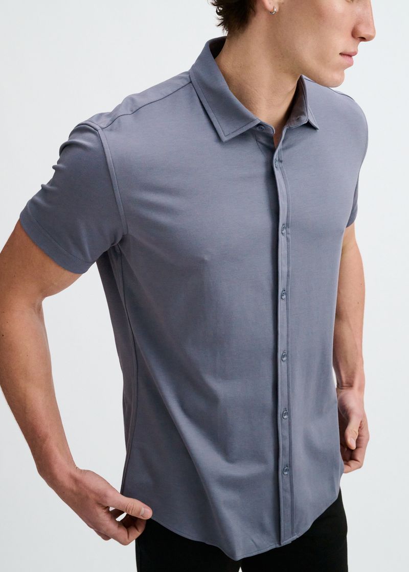 GRAVEL SOLID STRETCH JERSEY KNIT SHORT SLEEVE SHIRT ST-963-05