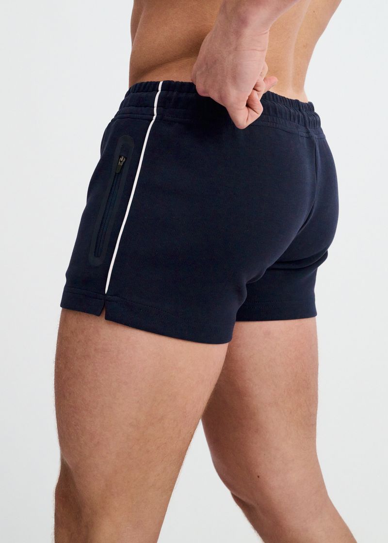 NAVY 3.5" INSEAM STRETCH SHORTS W/ SIDE PIPING STA-10514