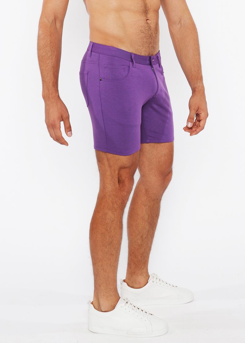 PURPLE TARO 5" INSEAM SOLID STRETCH KNIT JEANS SHORTS ST-1932
